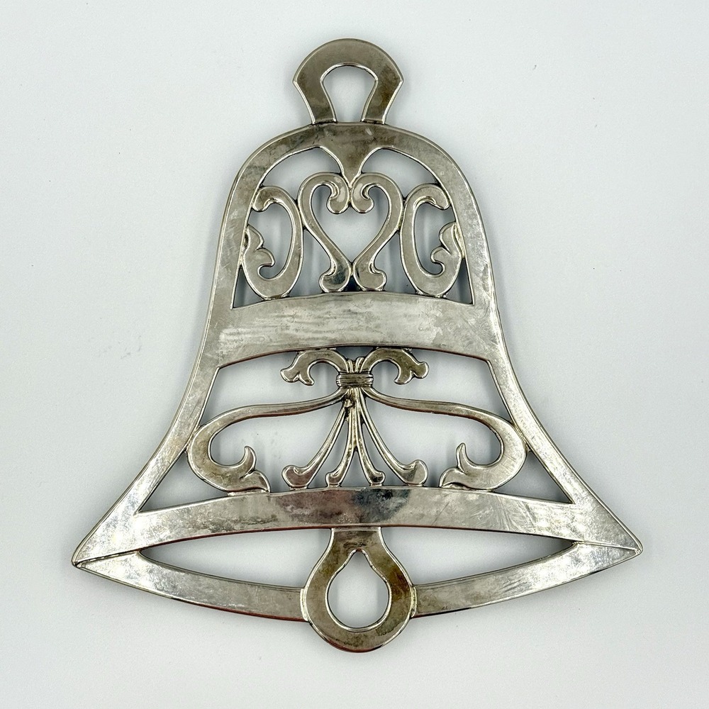VTG William Adams Silverplate Bell Trivet Made in Italy‎ Holiday Christmas Decor